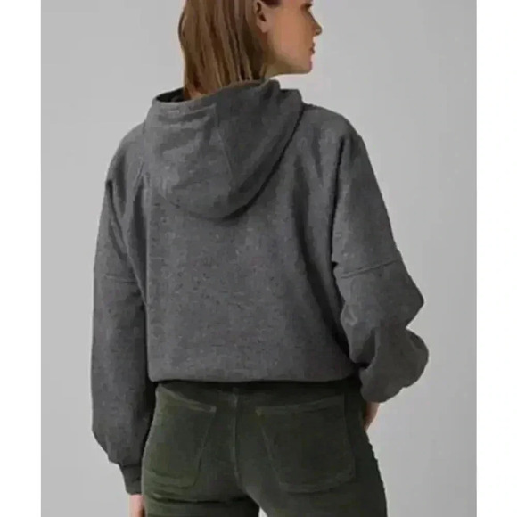 Prana Zillier Cropped Hooded Wool Blend Sweatshirt Gray Size Small - Picture 2 of 10